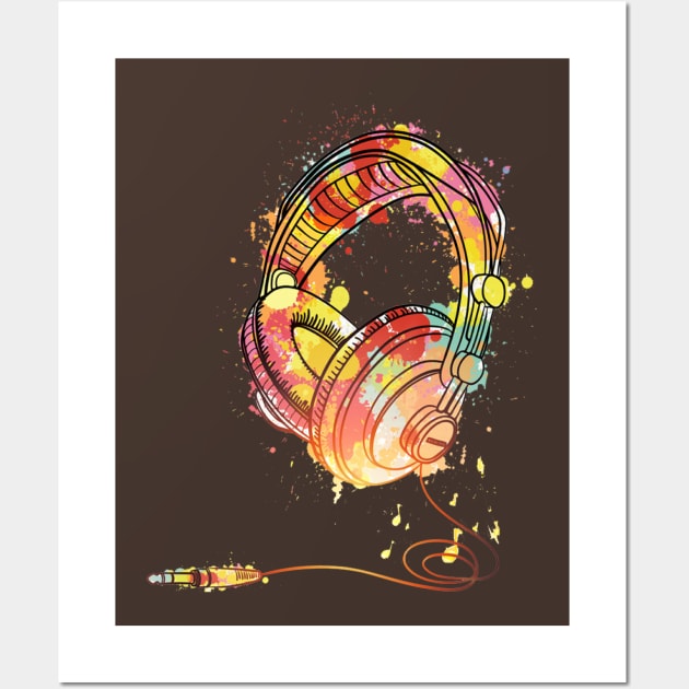 Cool Headphones Painting Wall Art by Anonic